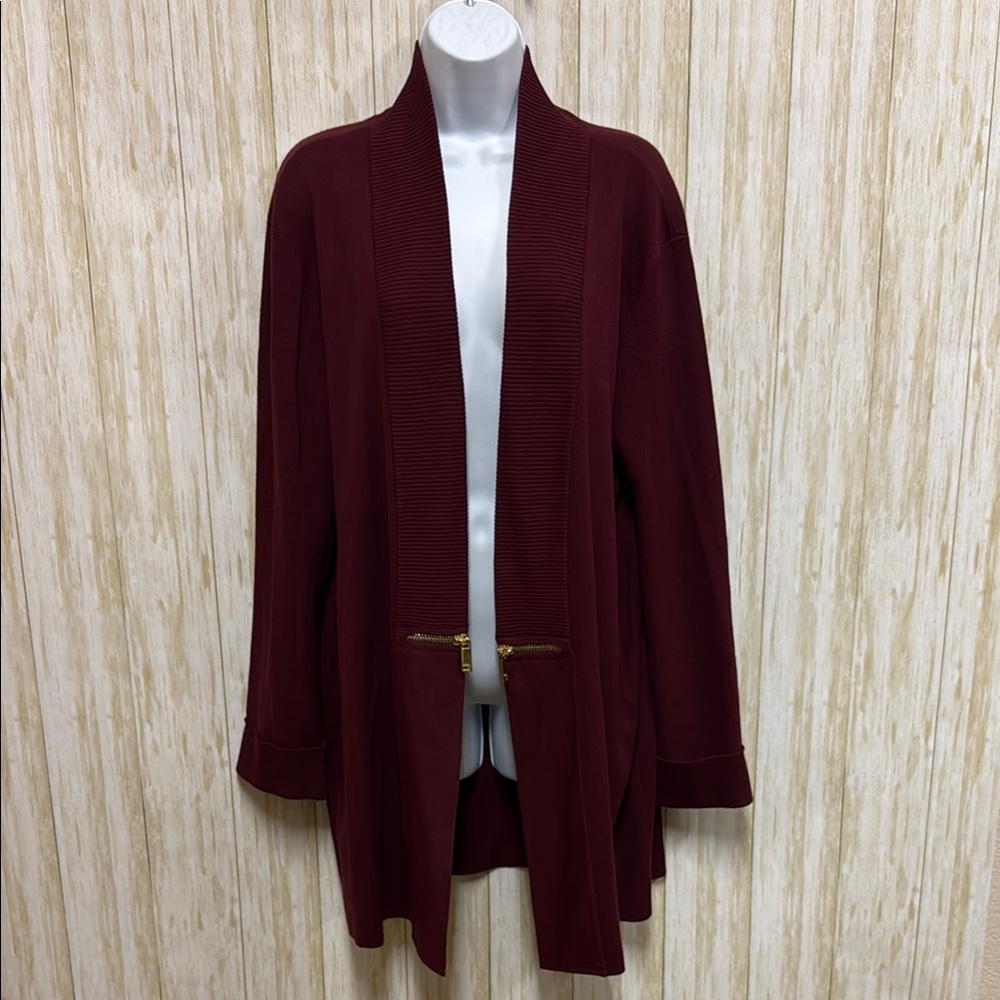 Karl Lagerfeld Maroon Cardigan Sweater